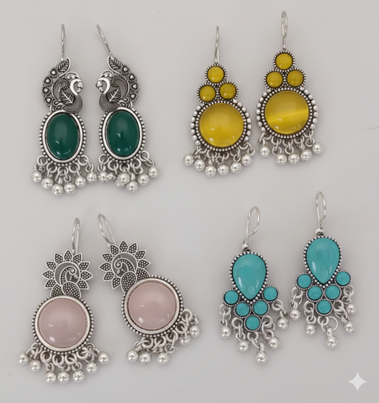 Combo of 4 Premium Oxidized Silver Earrings